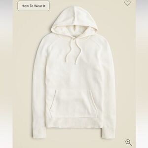 J.Crew Mens $128 Heritage cotton hooded sweater Ivory Size S CB547